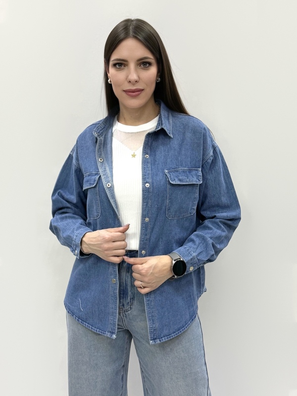 zhz 9082 рубашка женская джинсовая