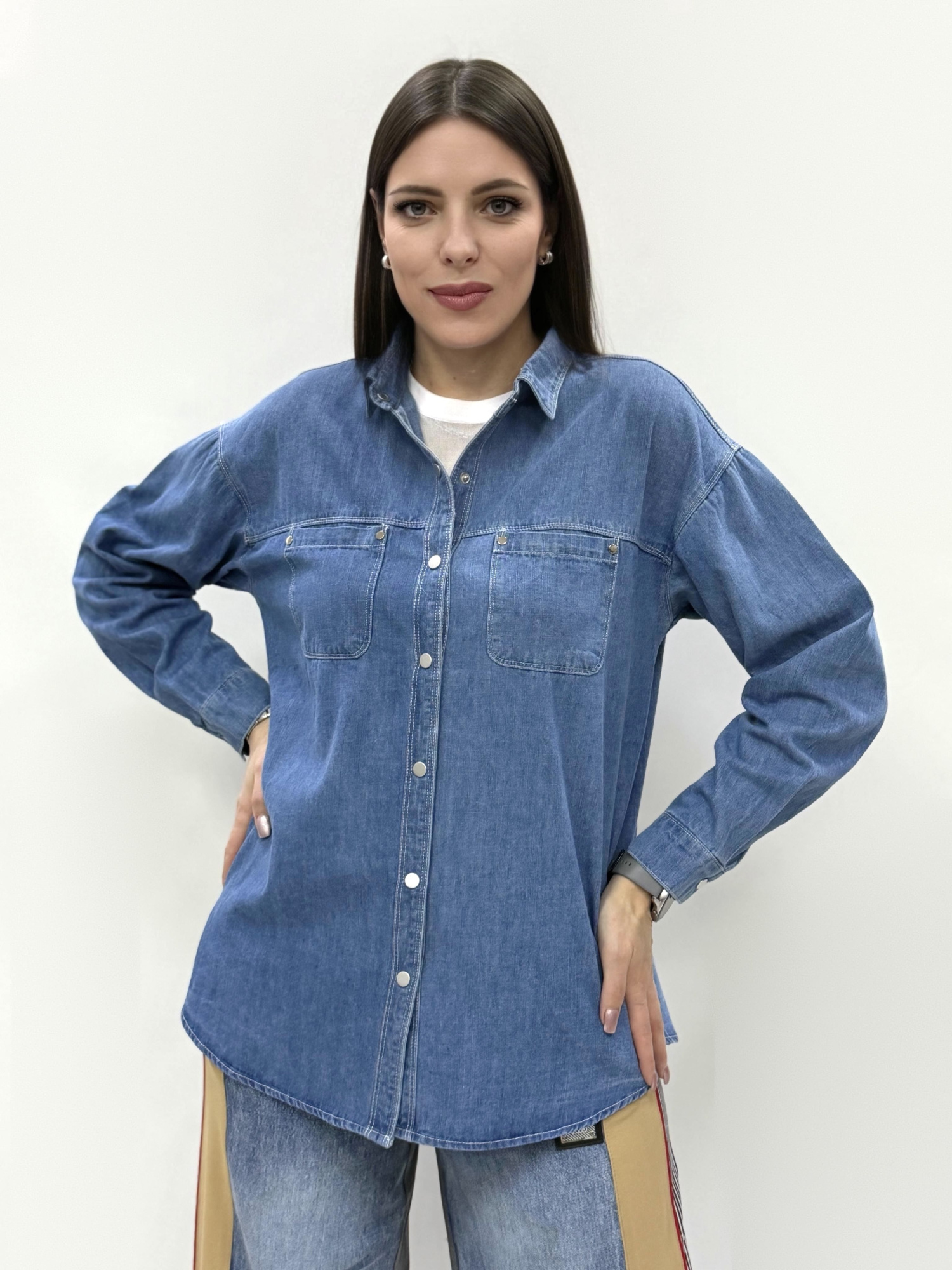 zhz 20211 рубашка женская джинсовая