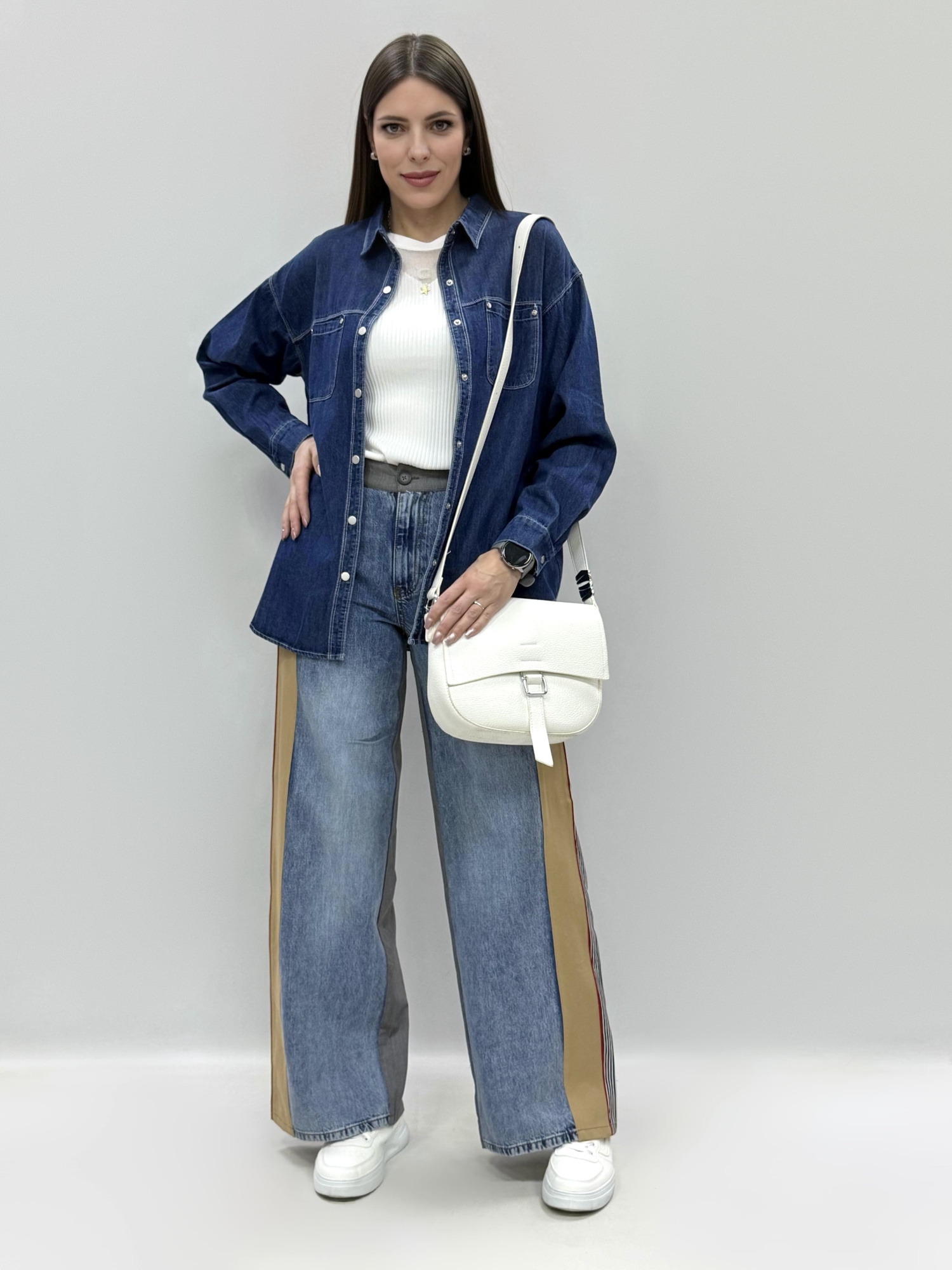 zhz 20211 рубашка женская джинсовая