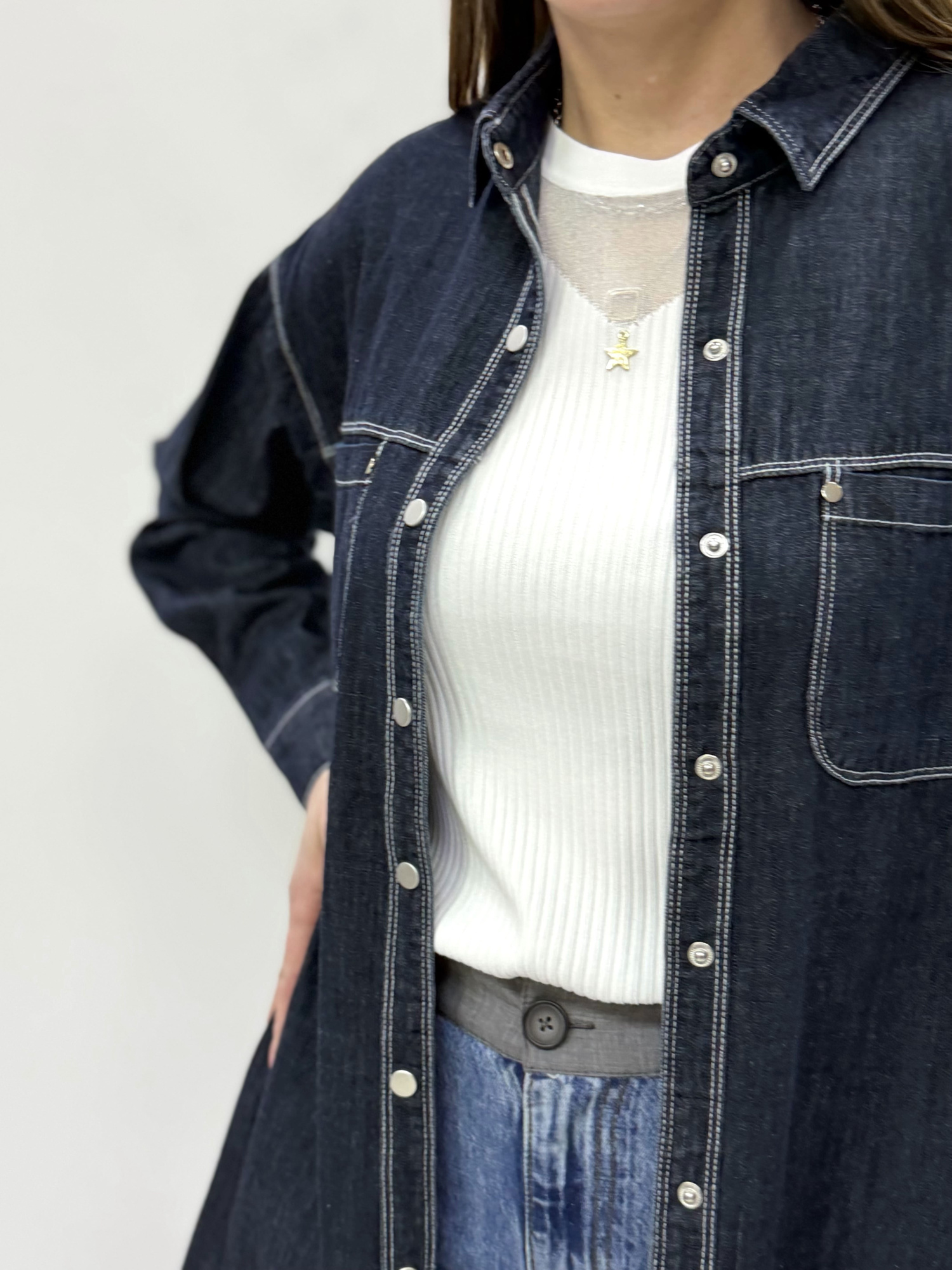 zhz 20211 рубашка женская джинсовая